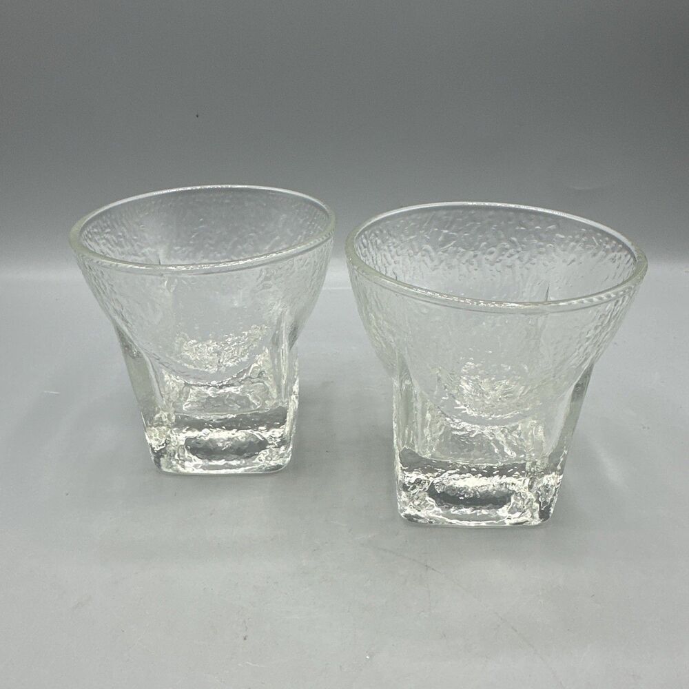 Vintage Libbey St. Regis Cocktail Rocks Glasses Textured 3" Mid Century Set/2